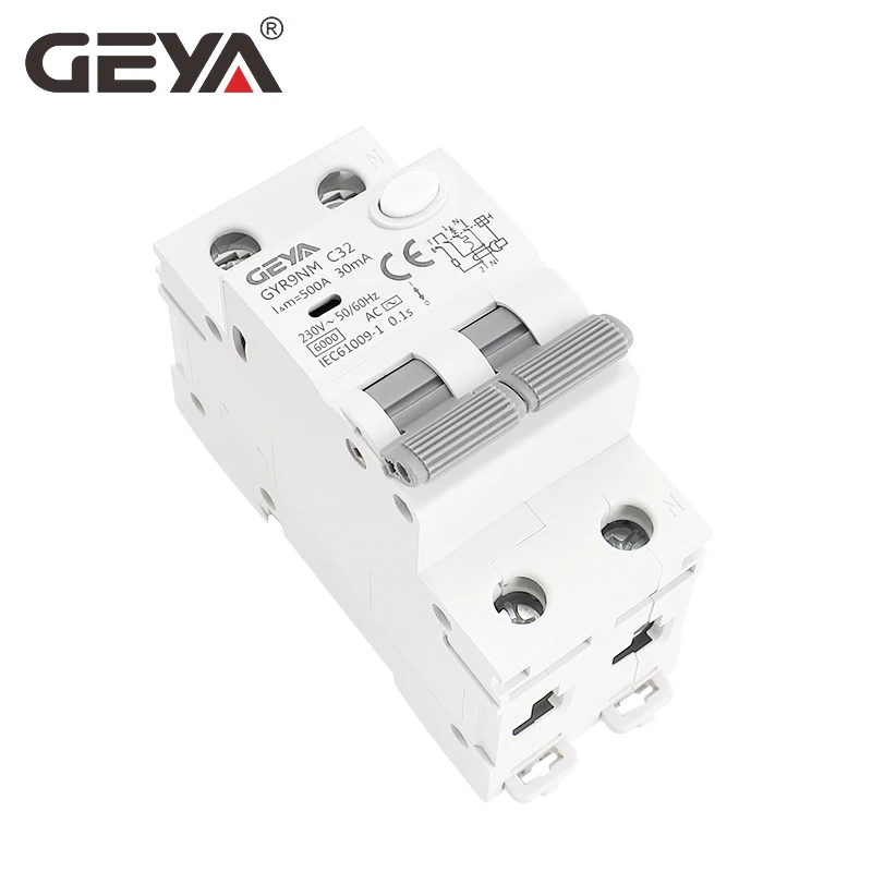 GEYA GYR9NM 230V RCBO 6KA MCB Residual Current Circuit Breaker With Over Current And Leakage Protection 10A 16A 25A 32A 40A