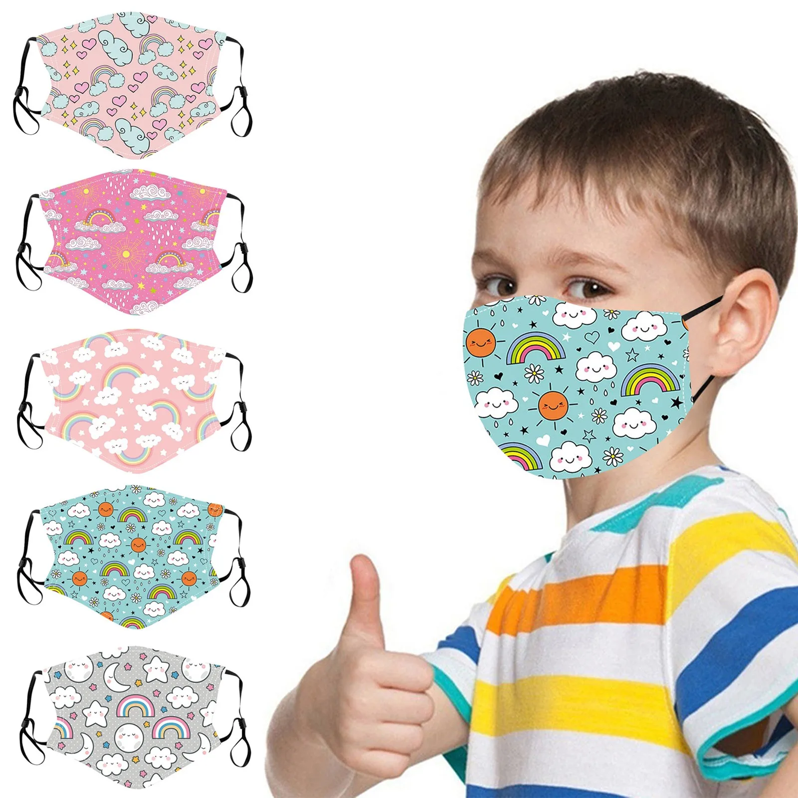 Children'S Adjustable Washable Reuse Printed Cute Face Mask Fashionable Mask With A Variety Of Color Options Breathable Mask