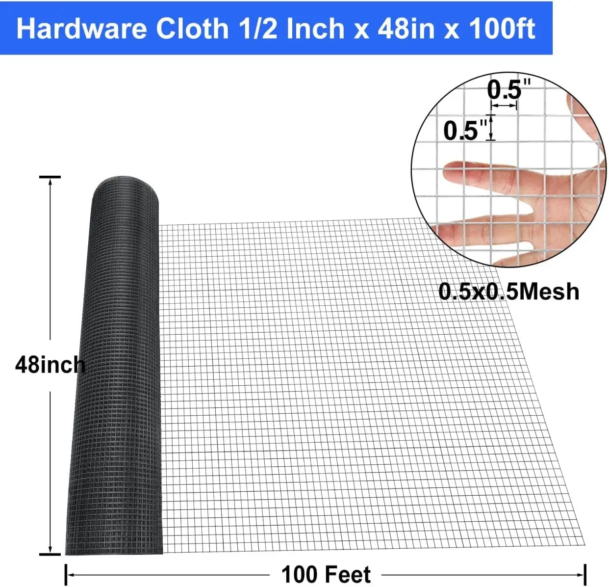 

48 inch×100 ft Black Vinyl Coated Hardware Cloth, 19 Gauge 1/2 inch Black PVC Hardware Cloth, Black Welded Wire Fence·Hot Sale