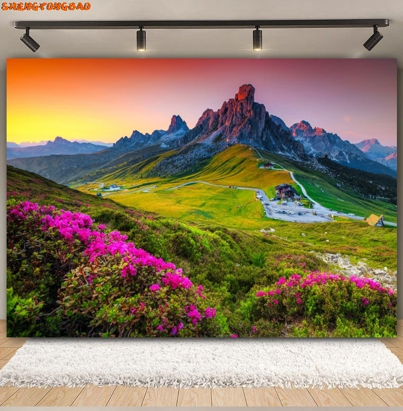 사진 촬영용 용수철 풍경 배경, 녹색 숲 나무, 정원 공원 꽃, 아기 초상화 배경 장식, 사진 스튜디오 소품