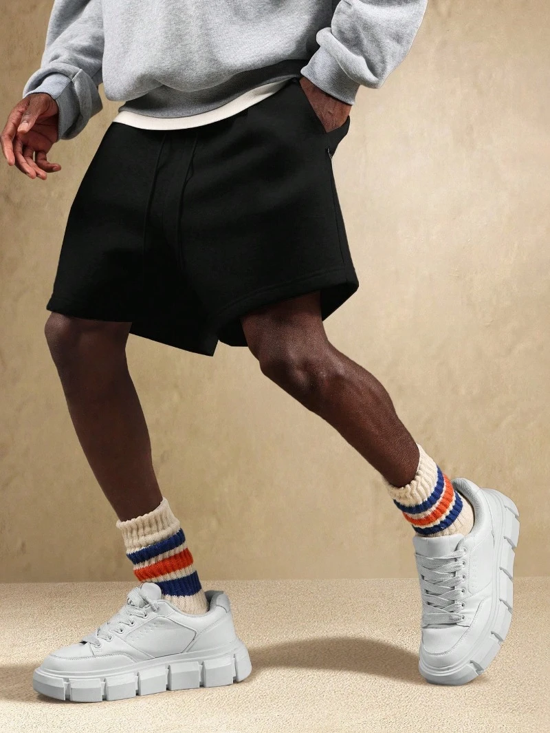 Men Letter Patched Drawstring Waist Shorts Casual Sweat Shorts Athleisure Workout Value Basic Everyday Summer