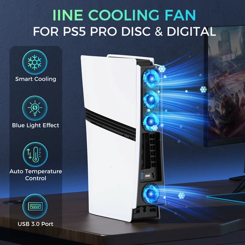 IINE PS5 Pro Cooling Fan for PS5 Pro Disc & Digital, 2-Speed Fan & Auto…