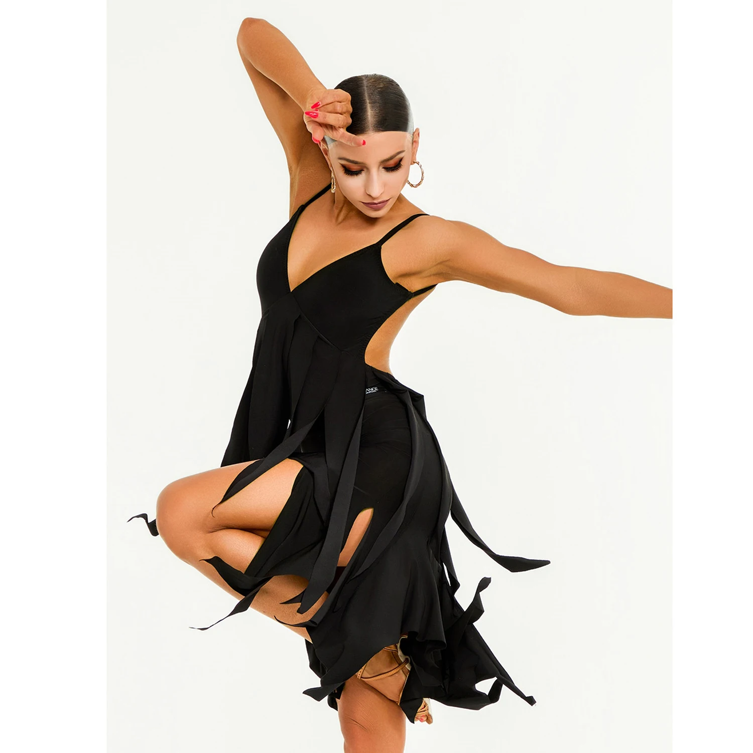 Design Sense Latin Dance Clothes Women Fringe Suspender Tops Skirt Black Dress Adult Performance Wear Practice Clothing DNV22261