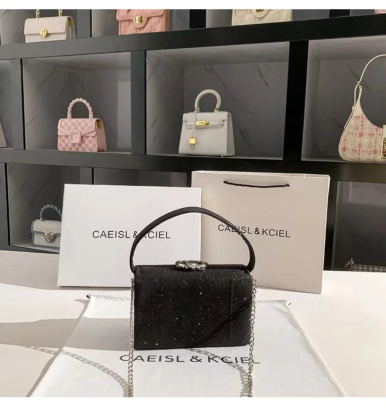 Glitter Shiny Square Bag Fashion Women Handbag Crystal Shiny Diamond Evening Bag Wedding Party Clutch Purse Female Shoulder Bag