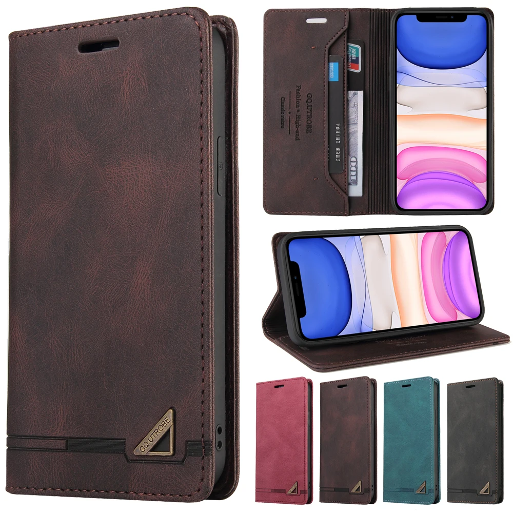 Luxury RFID Blocking Protect Leather Flip Case For iPhone 15 14 13 12 11 Pro XS Max XR X 8 7 6 Plus SE 2022 Wallet Phone Cover