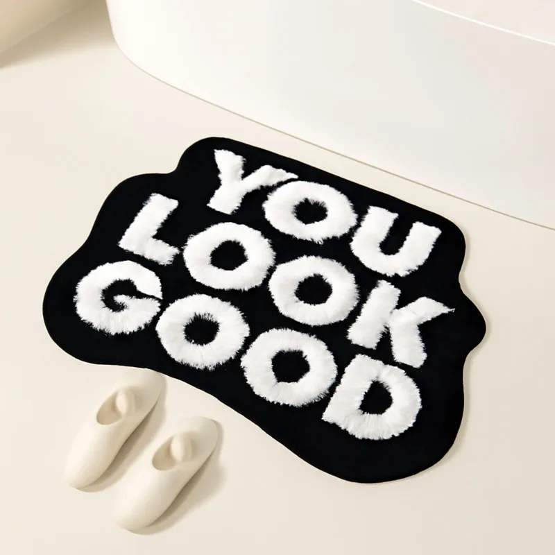 

Simple Home Decor Fluffy Tufted Letter Floor Mat Area Carpet Antislip Korean Irregular Lounge Rug Bedroom Chair Foot Pad Decor