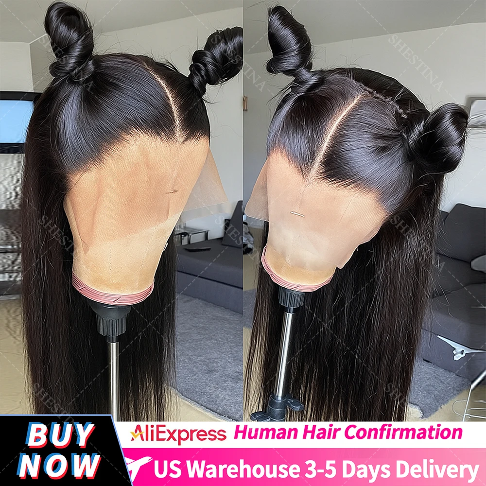 0.10mm ultra-fino real hd natural preto osso perucas retas cabelo humano 250% densidade 360 perucas frontais do laço completo com cordão