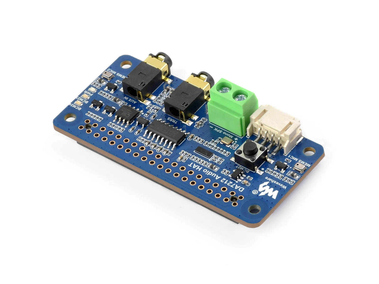 Waveshare DA7212 I2S Audio Board For Raspberry Pi, Stereo Encoding/Decoding, Dual Microphones