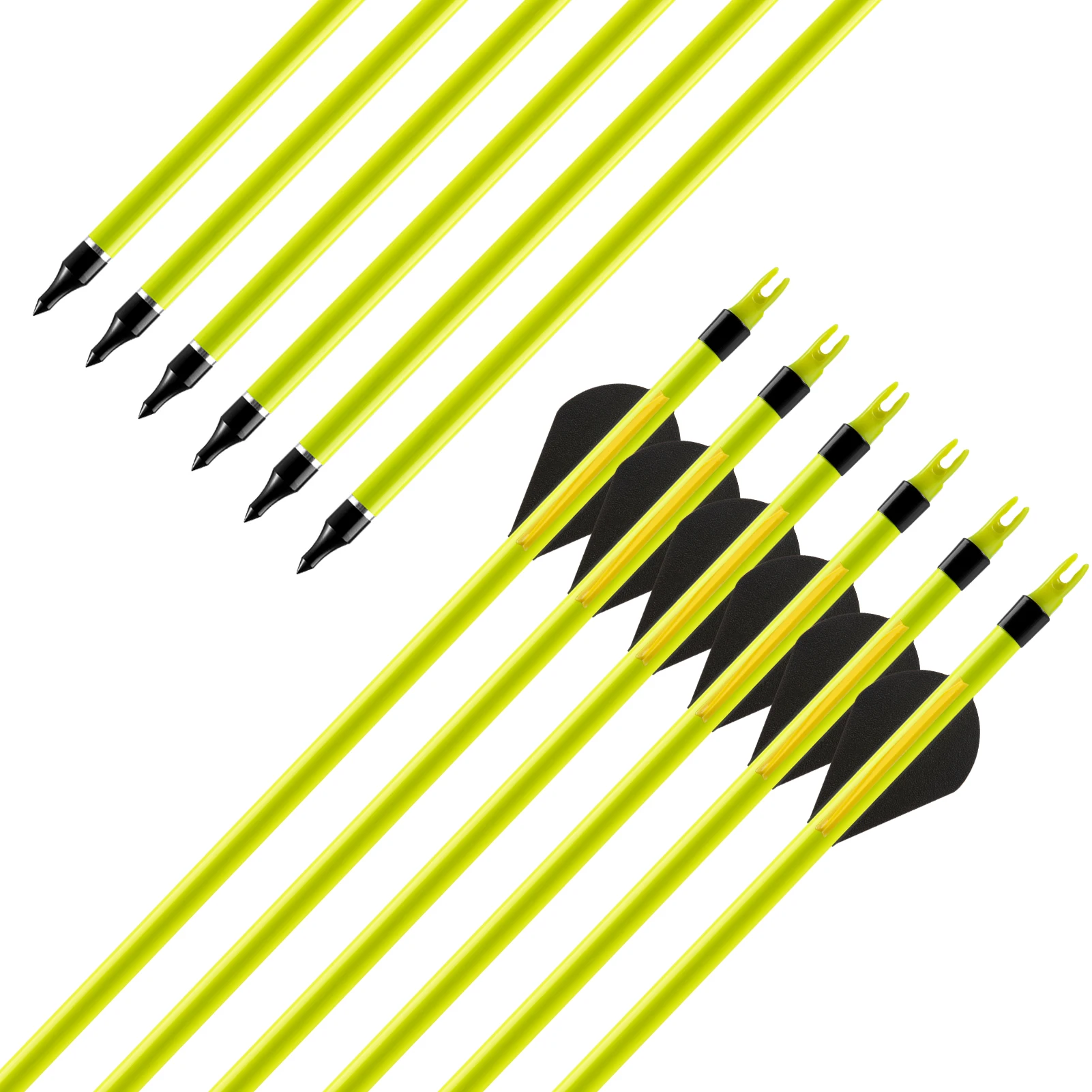 

Archery Mix Carbon Arrows, Plastic Vanes, 100gr Tips for Compound, Traditional Bow, Shooting Accessories, ID6.2mm, 2Inch, 12Pc