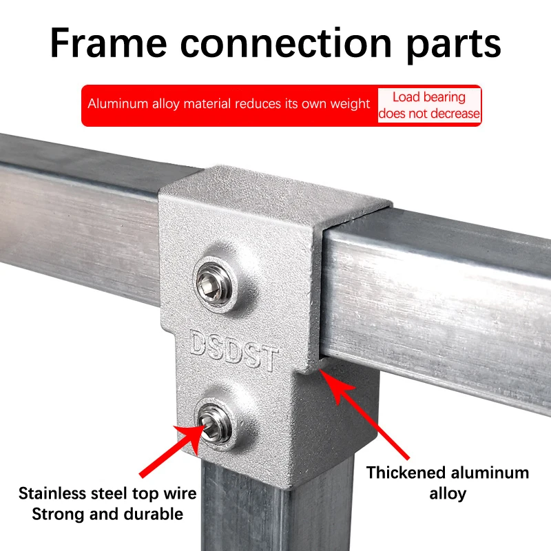 1Pcs Square Tube Connection Piece Aluminum Alloy Elbow Three-way Square Pipe Fixed Joint Storage Rack Rack