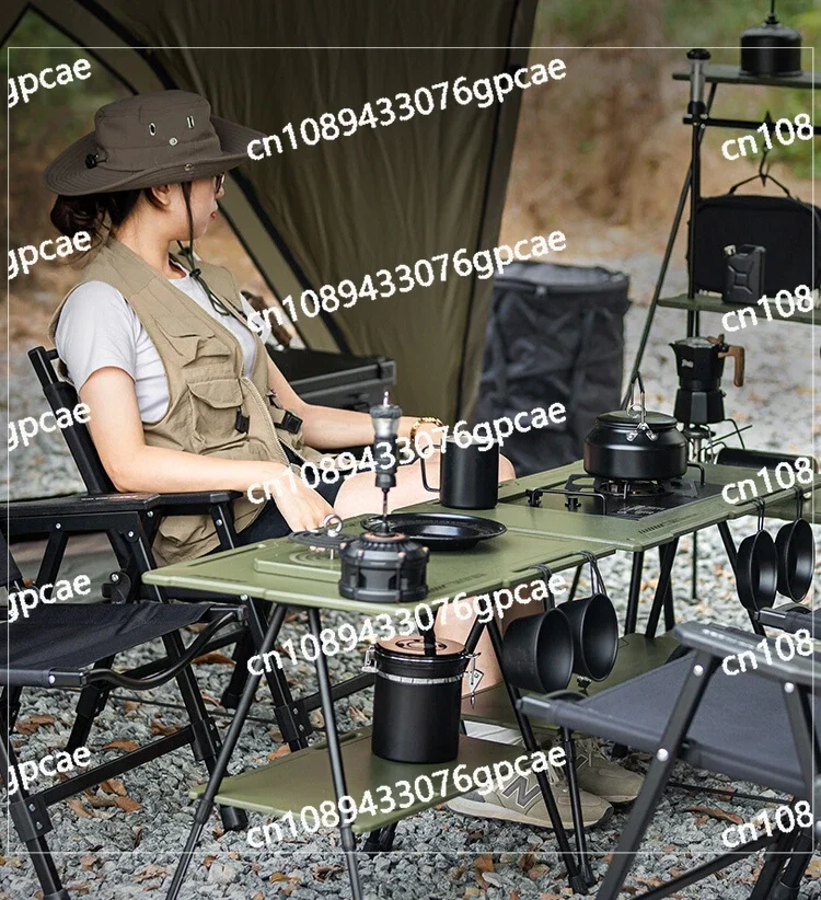 Outdoor Military Folding Stove IGT Table Camping Table and Chairs Portable Picnic Tactical Aluminum Picnic Rack