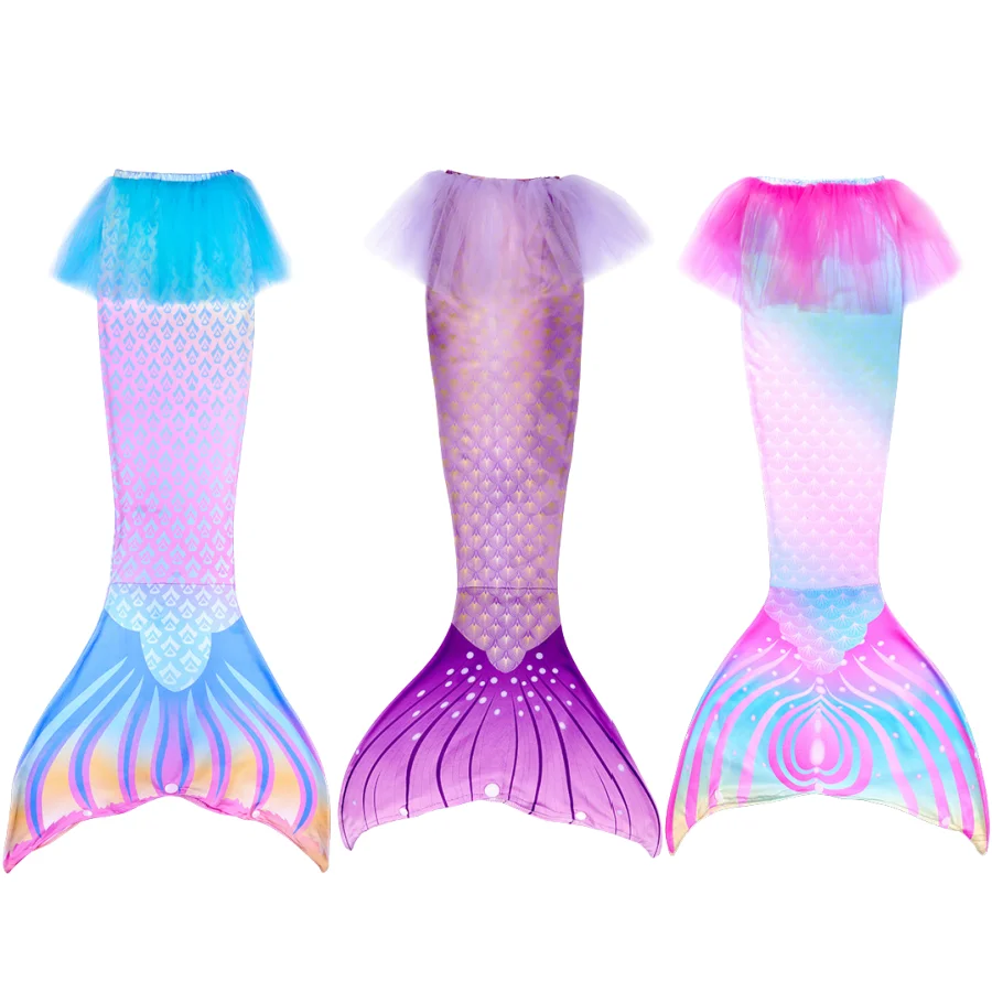Cute Little Mermaid Princess character dress up in summer purple dress girl cosplay mermaid carnival birthday party swimsuit set view 2