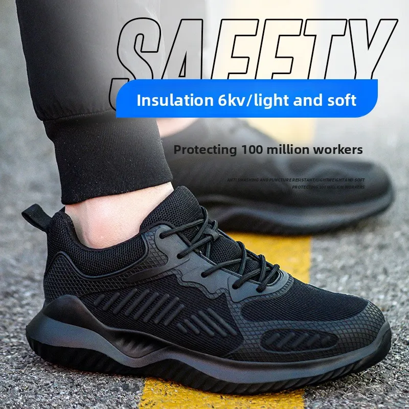 New Fly Woven Anti Smashing Anti Piercing Insulating 6KV Safety Work Shoes EVA Outsole Lightweight Breathable Industrial Labor F