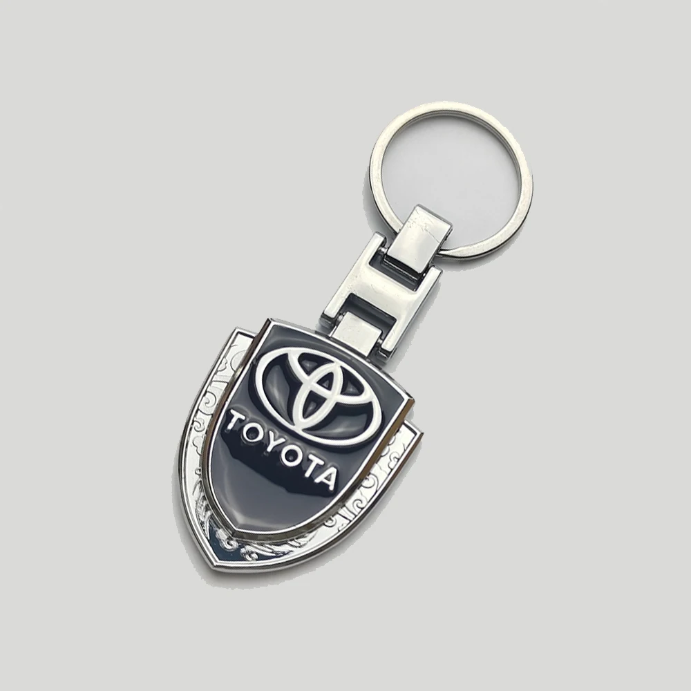 Car Keychain for TOYOTA Metal Emblem Shield Style JDM Keyring GR Corolla yaris hilux Highlander Key Tag Accessories Gadgets Gift