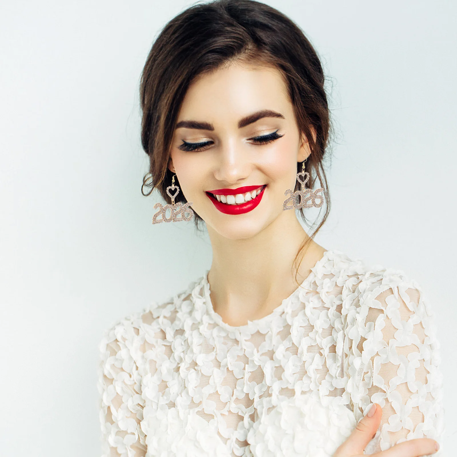 

1 Pair New Year Earrings 2026 Rhinestone Dangle Earrings for Women Holiday Sparkling Crystal Jewelry New Years Eve Party Fashion