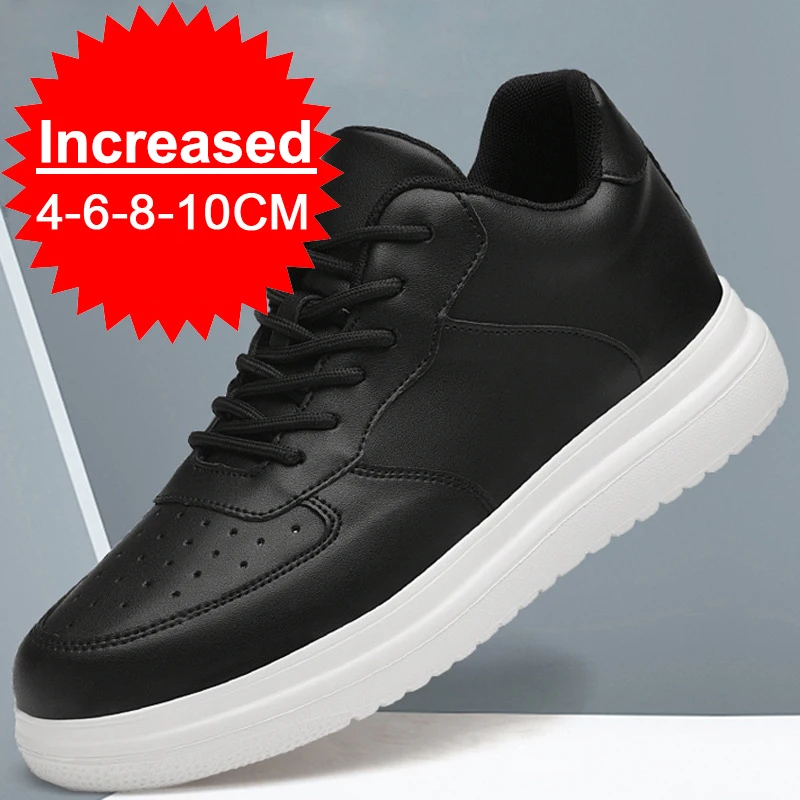 

Men Leather Heightening Elevator Shoes Breathable Mesh Height Increase Thick Sole Shoes Man Height Insole 6/8/10CM Men Sneakers