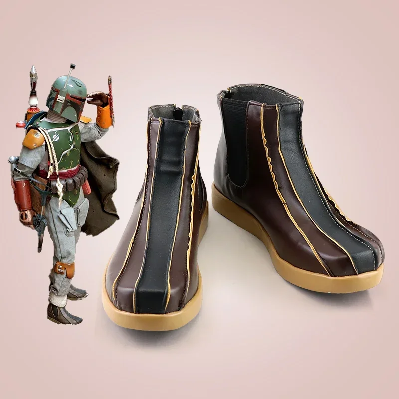 Boba Fett Cosplay Schuhe PU Leder Schuhe Halloween Karneval Stiefel Cosplay Prop Nach Maß Erwachsene Männer Schwarz PU Leder Stiefel