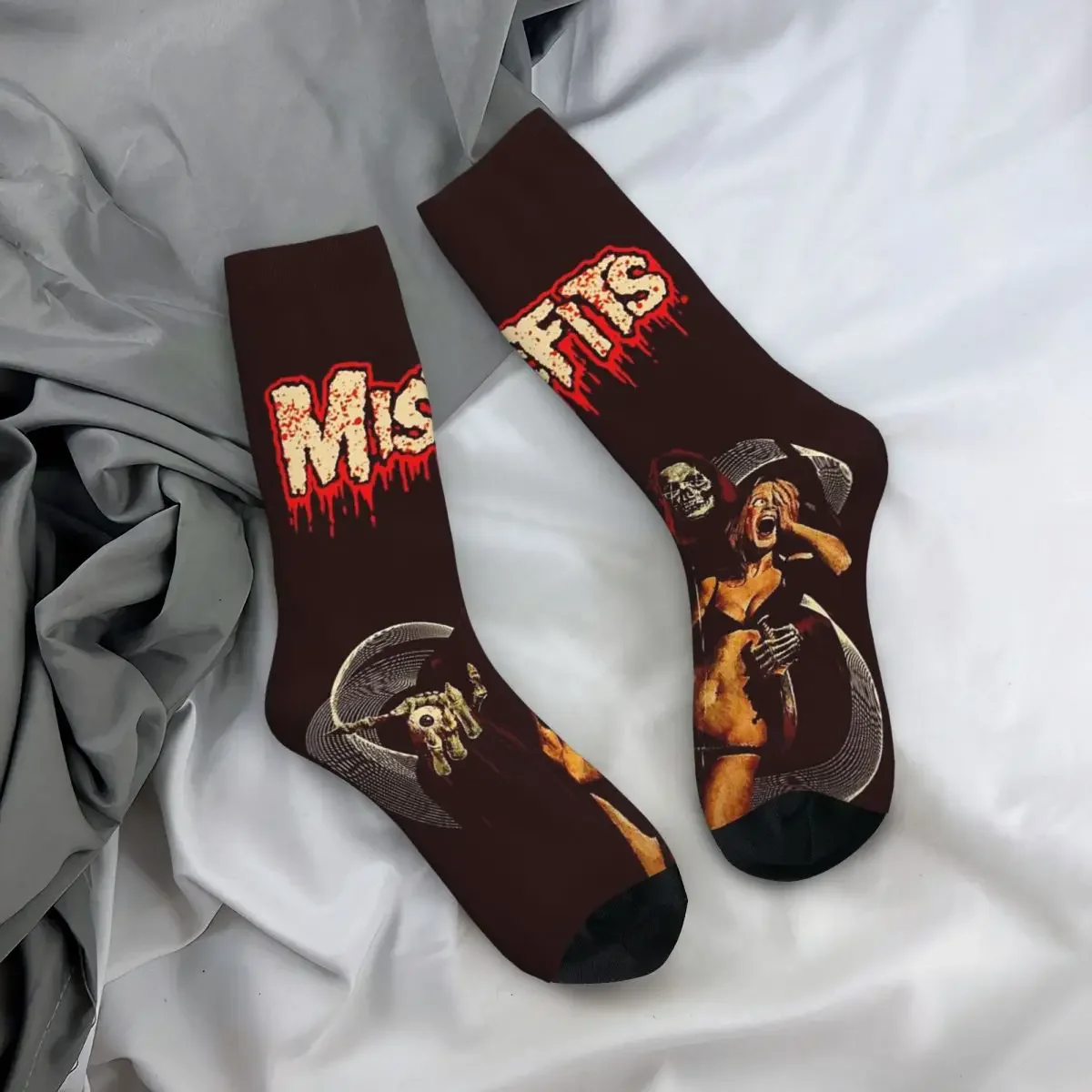 Funny Male Men Socks Harajuku Misfits Skull Sock Graphic Women Socks Spring Summer Autumn Winter Breathable Crazy Sock