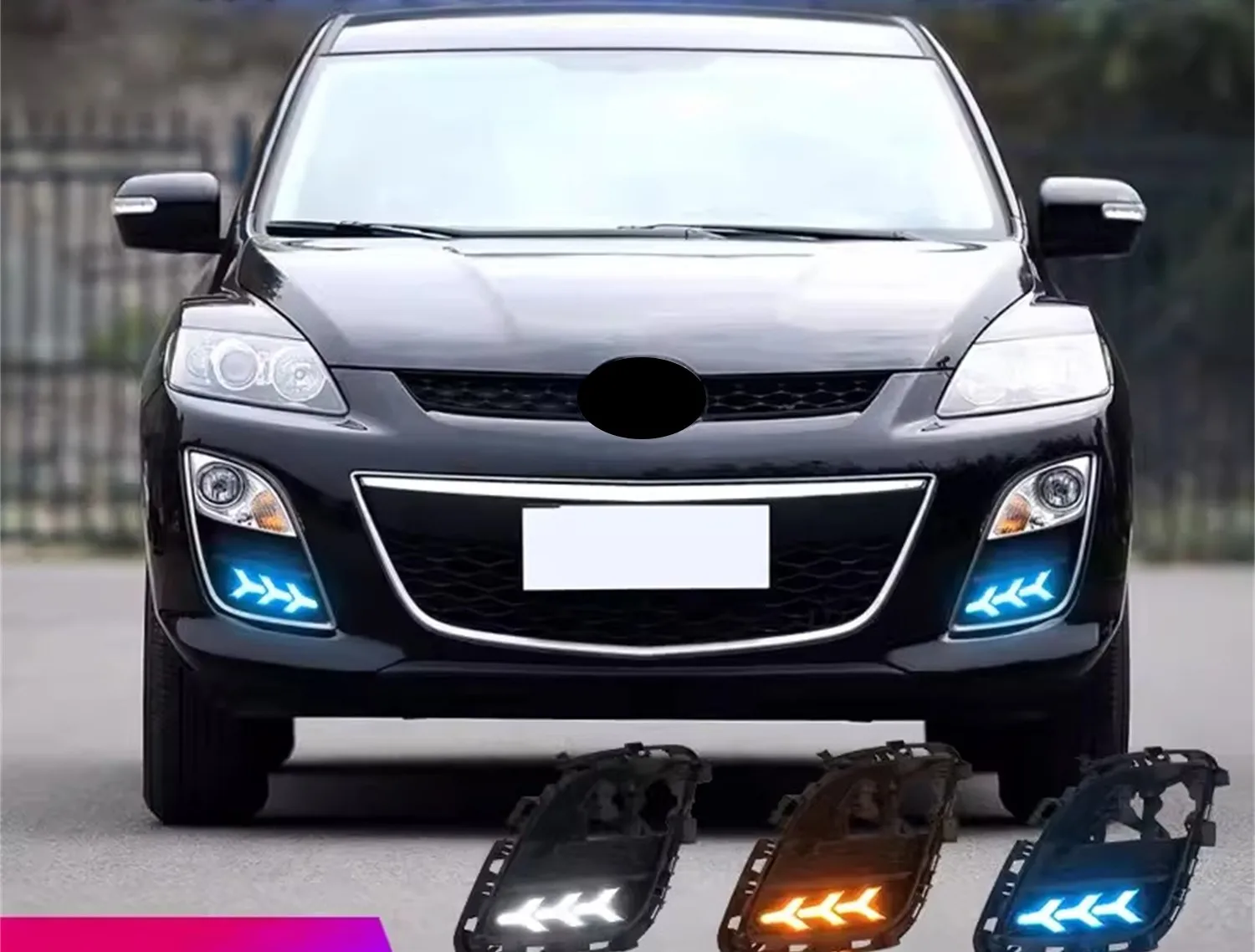 Car LED DRL Daytime Running Light daylight for Mazda cx7 14-17 With Yellow Turn Signal and Blue night mode