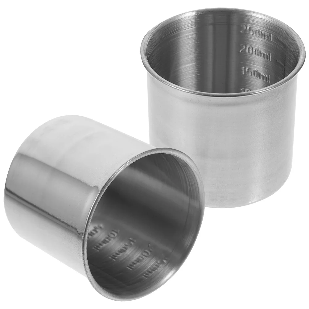 

2 Pcs Stainless Steel Measuring Cup Cooking Cups Cake Convenient Kitchen Food Food-friendly