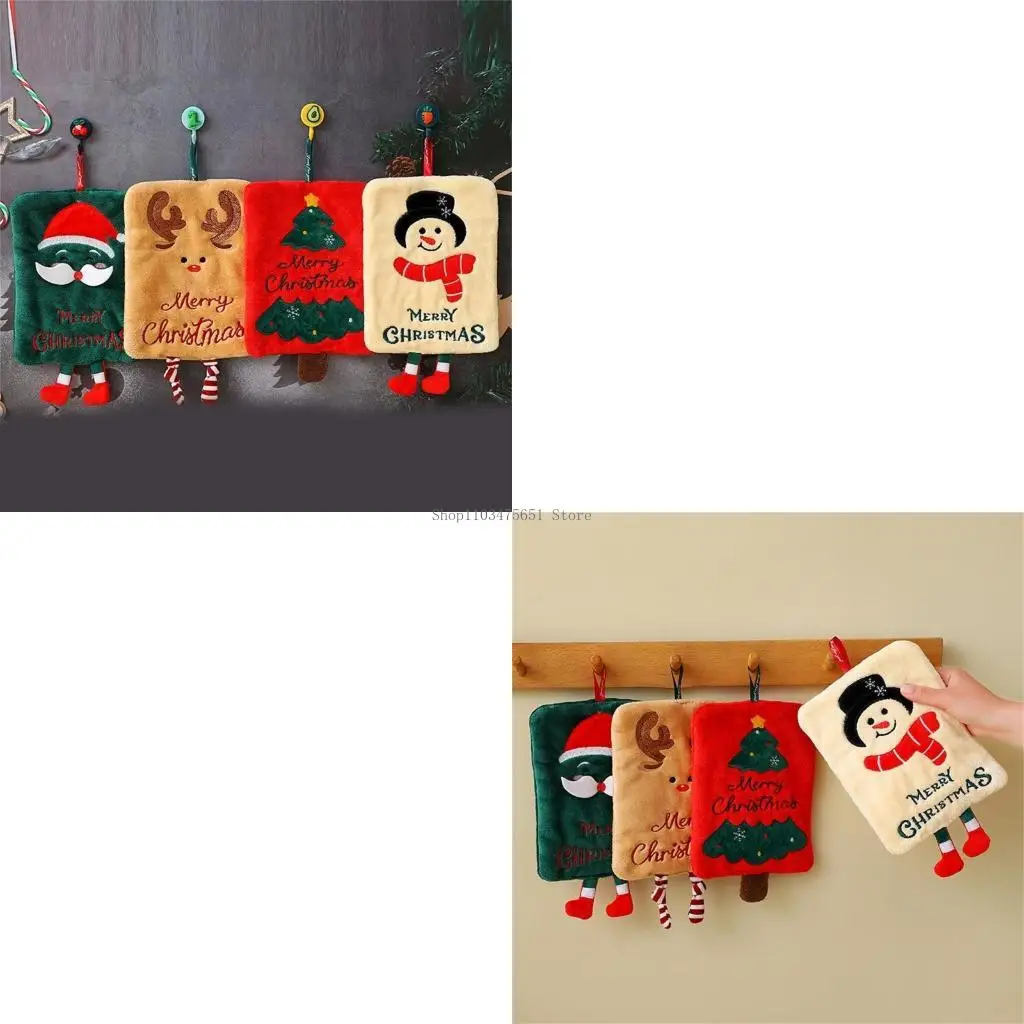  Festival Cartoon Hand Towel Soft Corals Fleece Fabric Hanging