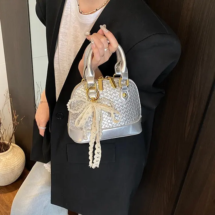 

2026 New Retro Contrasting Color Shell Bag Trendy Texture Versatile Handbag Casual Shoulder Bag Messenger Women's Bag