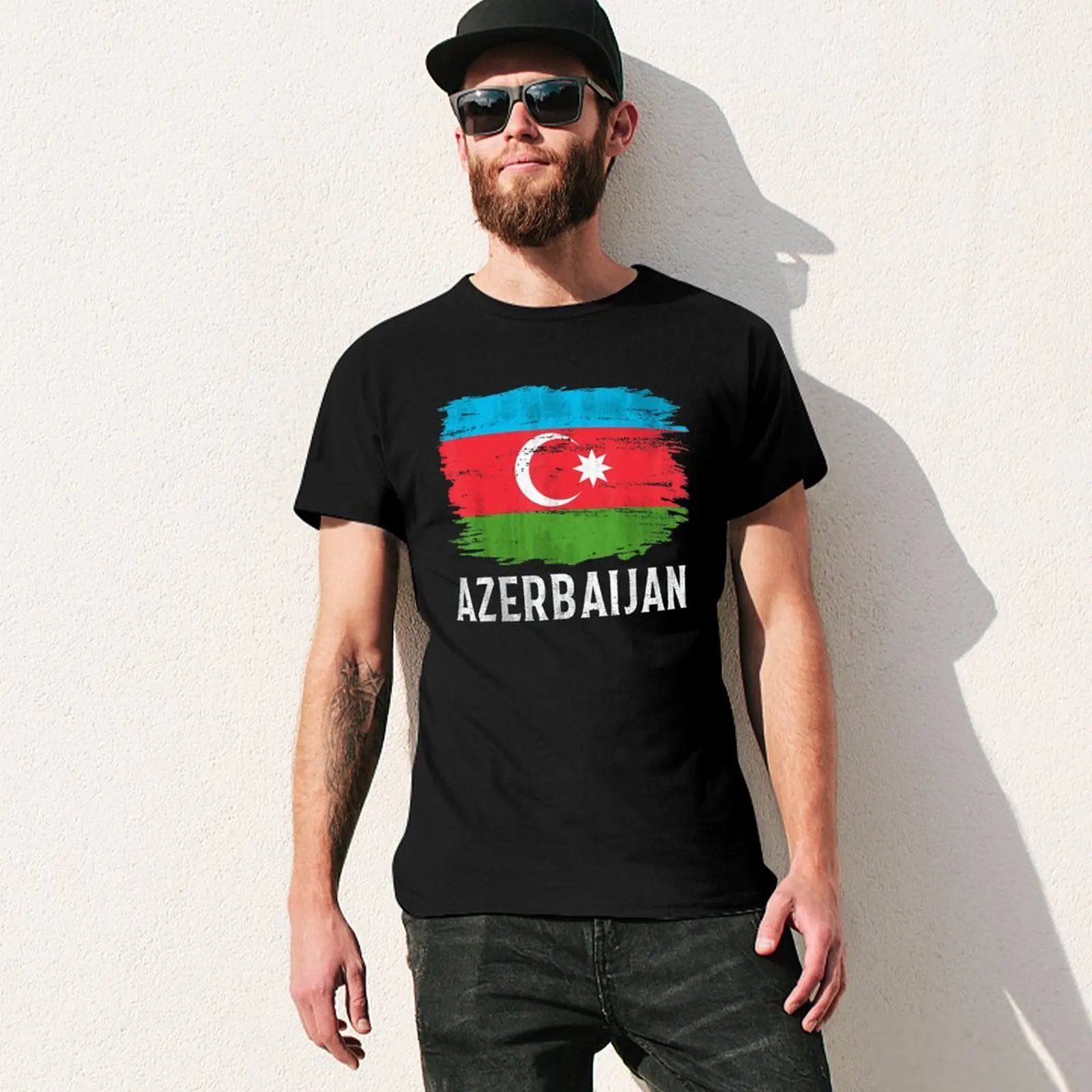 More Design Azerbaijan Flag Azerbaijani Men Tshirt Tees T-Shirt O-neck T Shirts Women Boys Clothing 100% Cotton