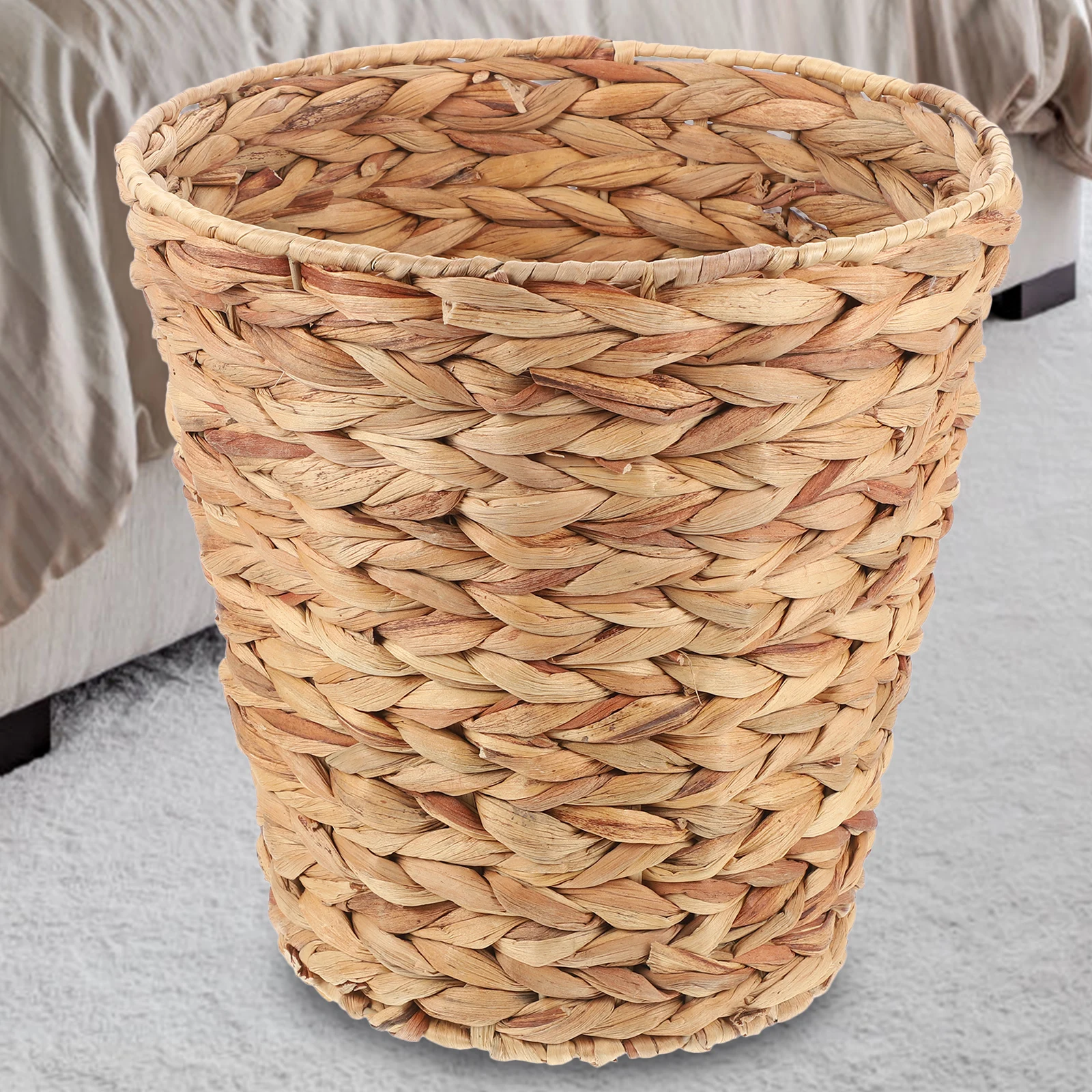 

Woven Storage Basket Multipurpose Household Baskets Living Room Bedroom Bathroom Decorative Container Holder Trash Can Laundry