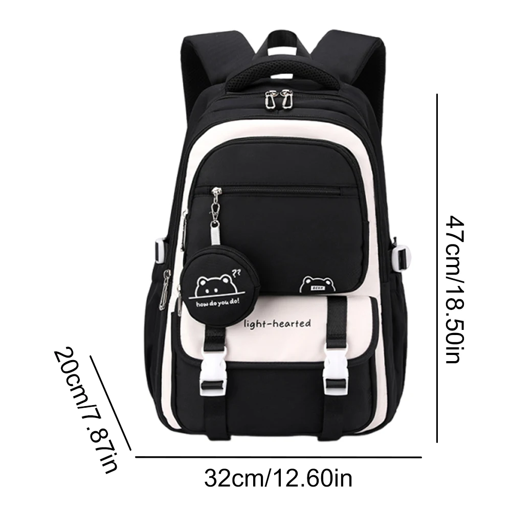 Ladies All-Match School Bag Large Capacity Kawaii Nylon Backpack Floral Printed Simple Travel Rucksack School Outdoor Backpack