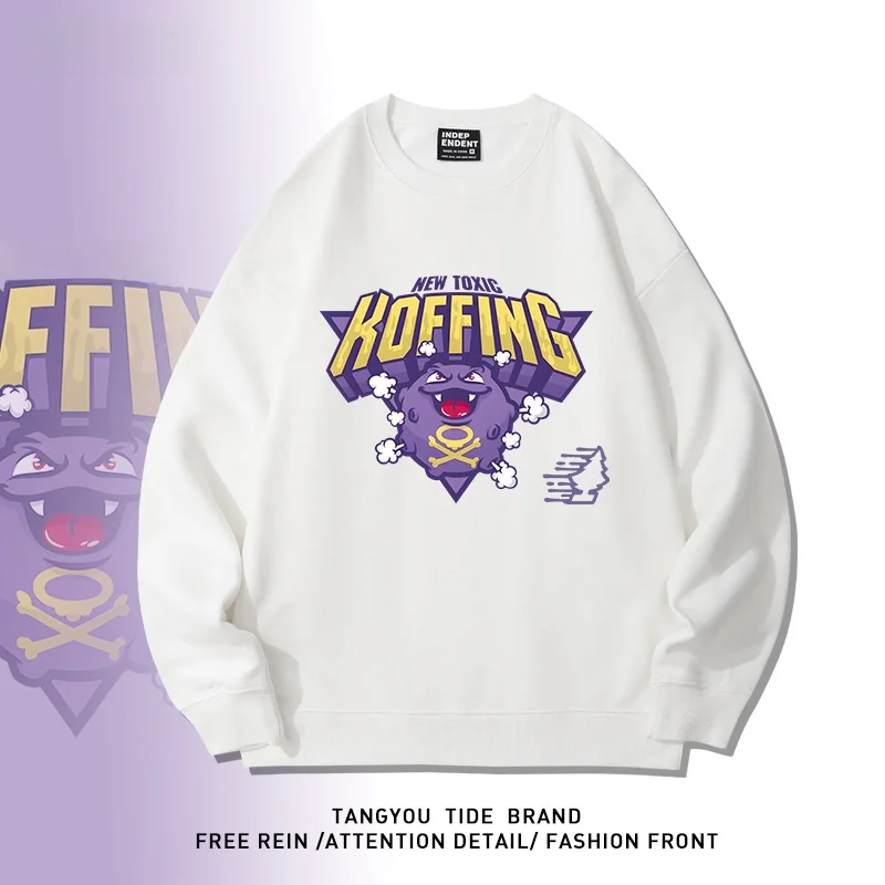 

Мужская повседневная толстовка с длинными рукавами и круглым вырезом, с принтом «Аниме-монстр», теплая, из хлопка и полиэстера, в уличном стиле