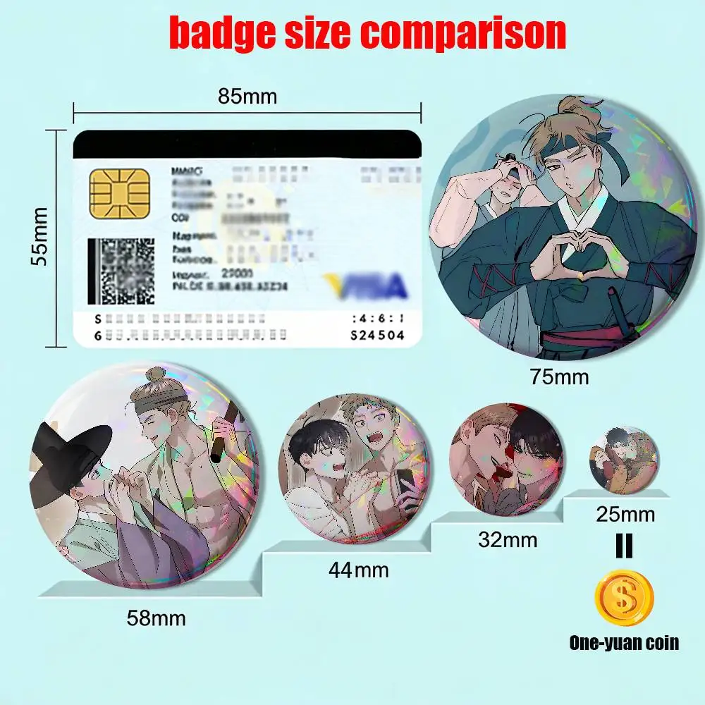 Red Thread Quest Reflective Pin Tinplate Round Brooch Cartoon Cosplay Badges for Bag Hat Toys Gifts