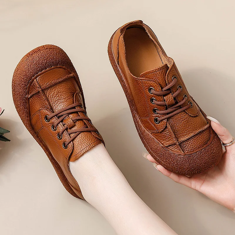 Retro-Kunst-Ästhetik Echtleder Mary Jane Flats Damen Premium Rindsleder Geflochtene Schuhe Elegante Mokassins Vintage-Schuhe – Detail 14