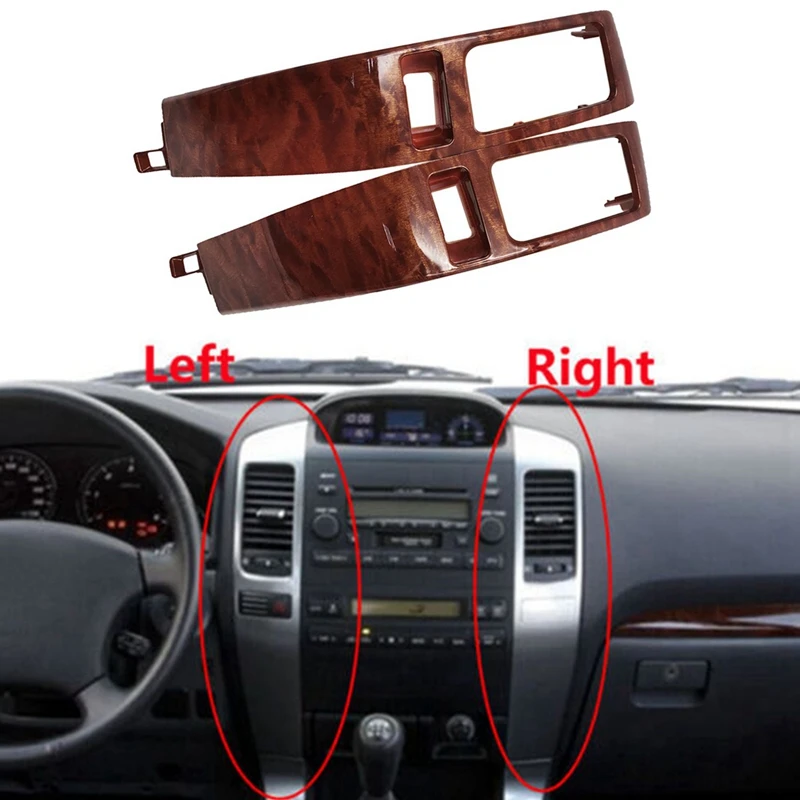 2X Car A/C Vents Frame Finish Plate Panel For Toyota Land Cruiser Prado 120 FJ120 Lexus GX470 2003-2009 Dark Walnut