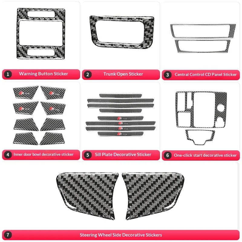

For Audi A6L A7 Carbon Fiber Gear Shift Cover Cup Holder Steering Wheel Trim Interior Upgrade Kit