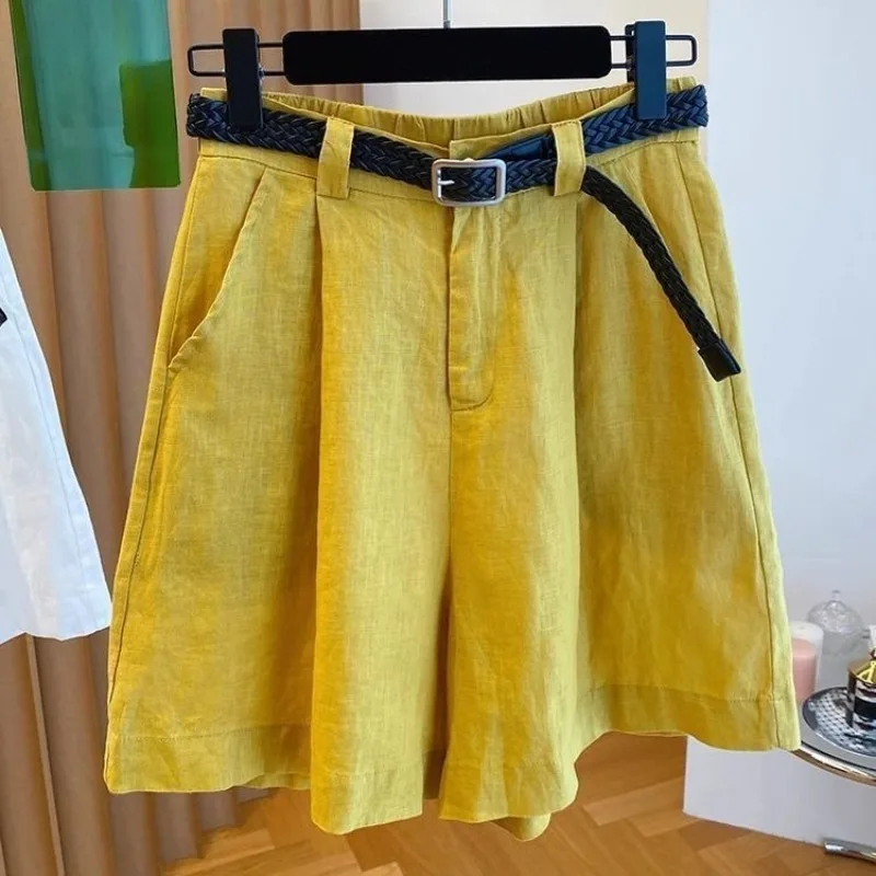 Wide Leg Shorts Women Fashion Comfortable Solid Leisure High Waist Chic Summer Streetwear All-match Femme Simple Baggy Ulzzang