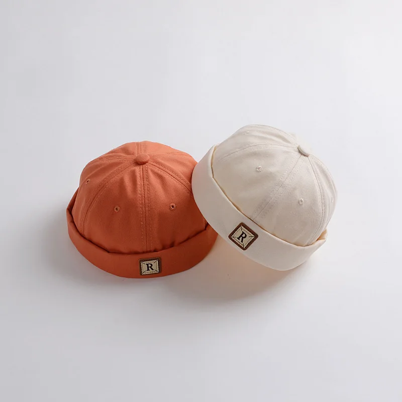 

Vintage Dome Hat Baby Melon Beanie Cap Solid Color Adjustable Skullcap Spring Summer Kids Boys Brimless Landlord Hats