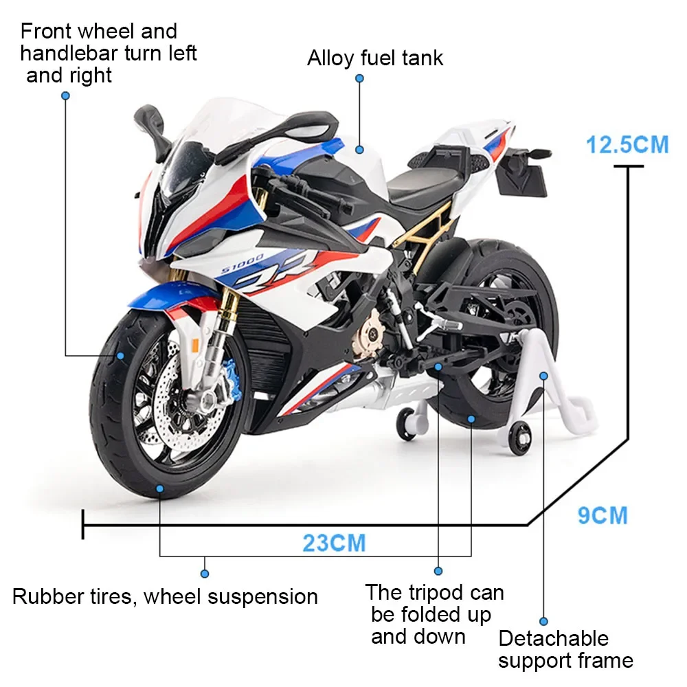 1:9 Honda CBR1000 Legering S1000RR Motorfiets Diecast Model Speelgoed Voorwiel Steering Schokabsorptie Functie Auto voor Kind Geschenken