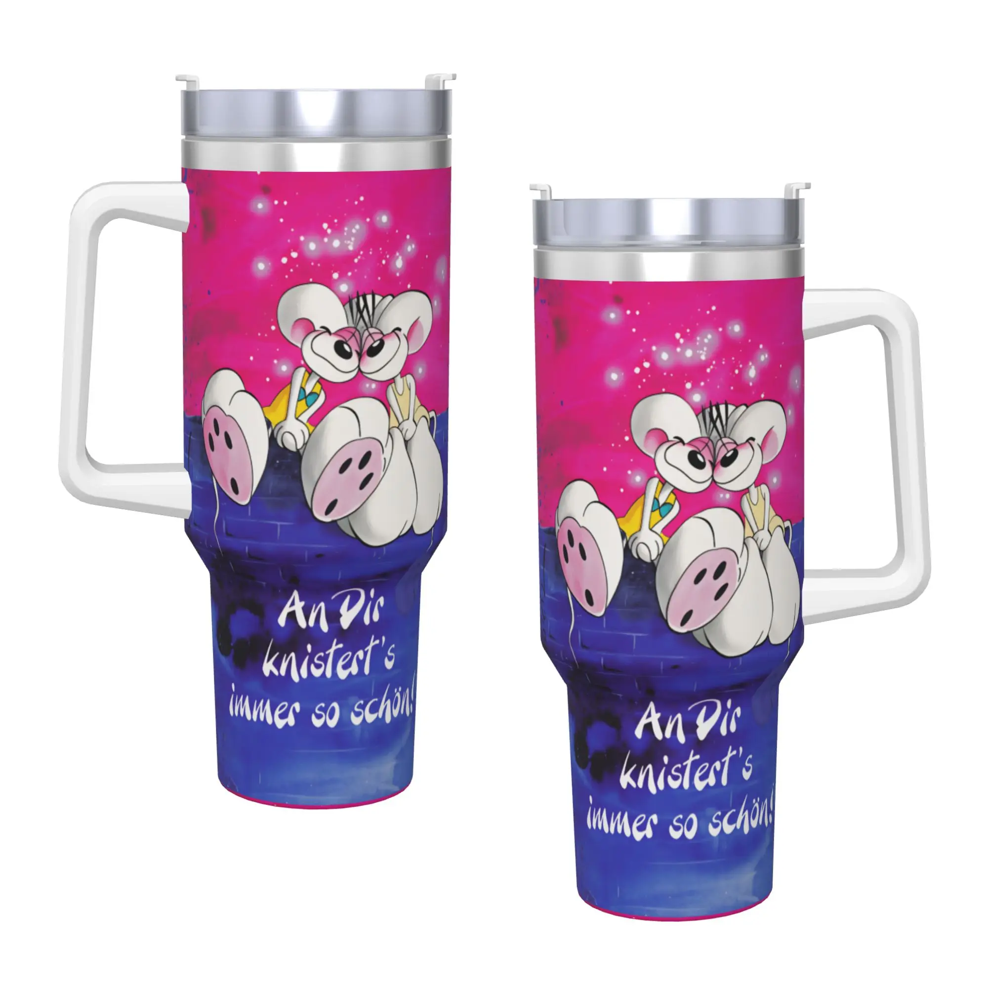 Diddl Cartoon Sleep  Stainless Steel Tumbler  Travel Thermal Mug With Straws and Lid 40oz Mugs Cup Cold Drink Water Bottle