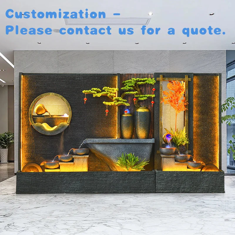 

custom.-Style Feng Shui Curtain Wall Resin Flowing Screen Landscaping Courtyard Porch Waterscape Ornament