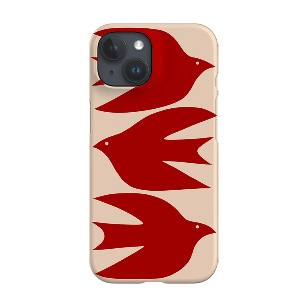 Abstrakte Vogel-Handyhülle rot für iPhone 17, 16, 15, 14, 13, 12, 11 X XS, XR, XSMAX 7 8 Air Pro Max Plus, luxuriöse doppellagige Rückseite