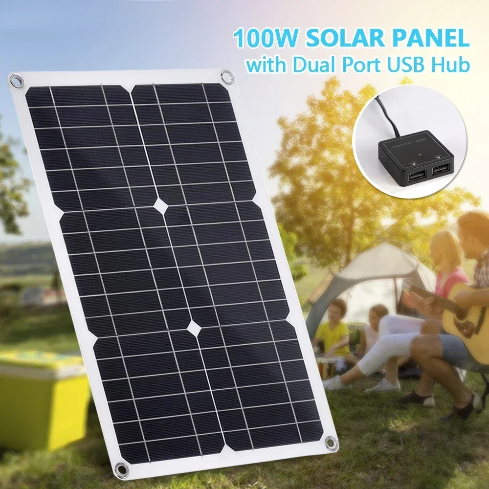 100 W Solarpanel, ultradünnes Solar-Ladegerät für den Außenbereich, Notstromgenerator für LED-Licht, elektrische Geräte für Mobiltelefone