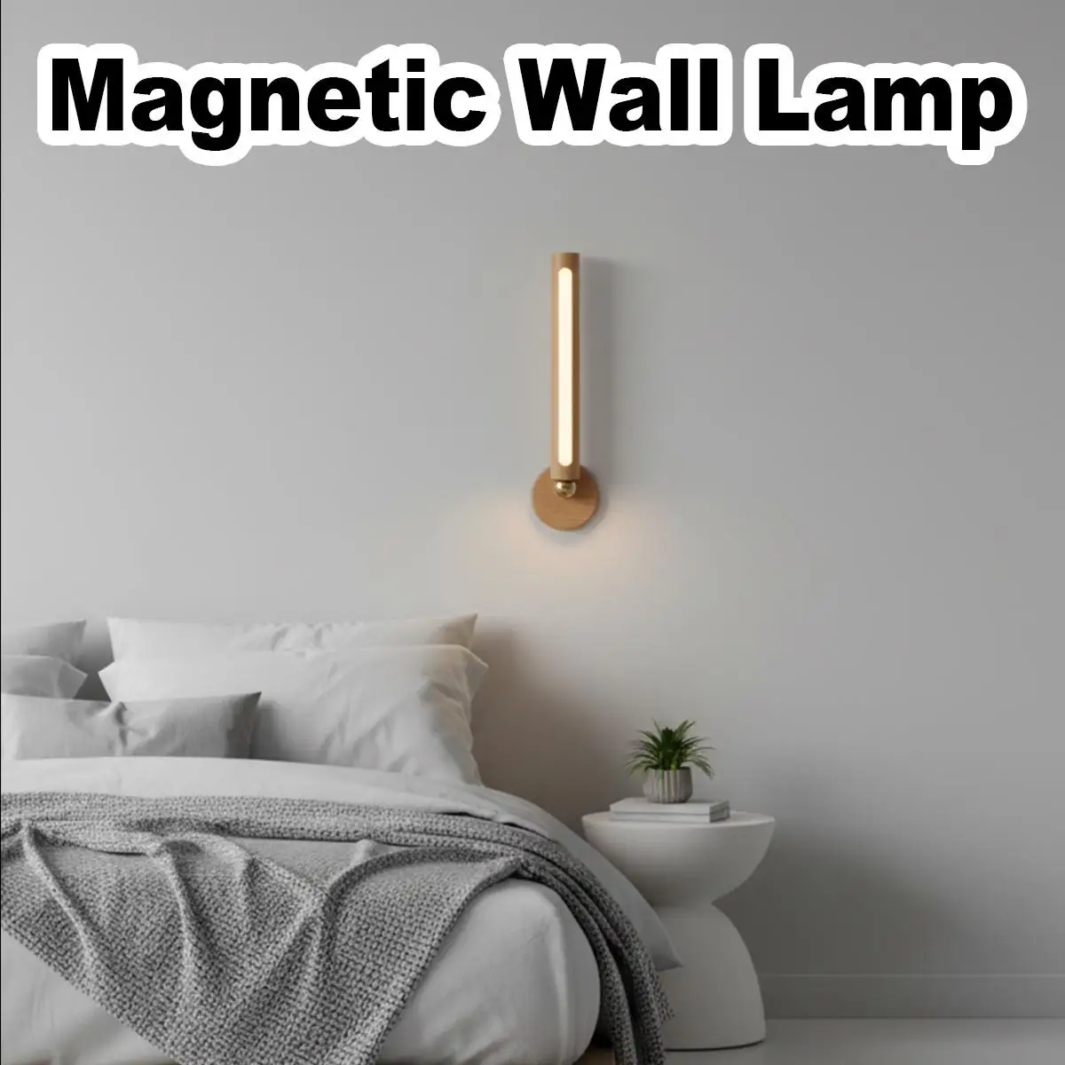 Rotatable Wall Lamp Light Fixture Adjustable Sconce Led Wooden Usb Rechargeable Study Lamp Touch Sensitive Bedroom Room Art