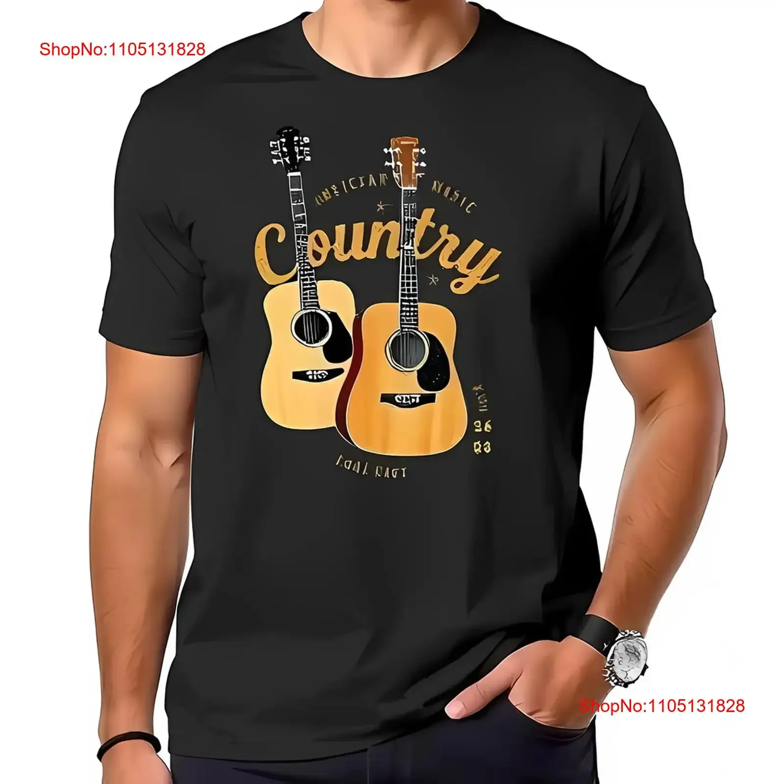 

Мужская футболка с деревенской музыкой и акустической гитарой, дизайн, американская цельнохлопковая винтажная стираная удобная дизайнерская одежда, повседневная одежда