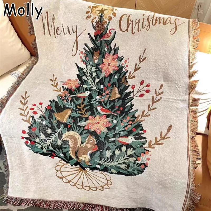 

2024 Christmas Tree Star Throw Blanket Sofa Cover Soft Bed Blanket Quilt Christmas Decoration Tapestry Xmas Decor for Home