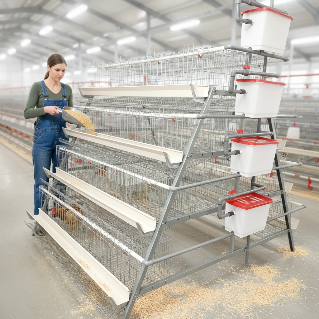 A Type Layer Chicken Cage, Galvanized Steel, 120cm x 60cm x 180cm, Poultry Farm Equipment, Durable and Easy to Assemble