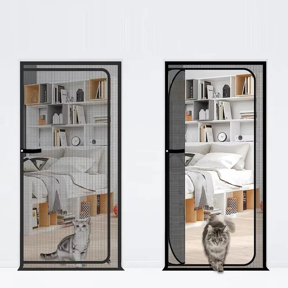 

Anti-mosquito Mesh Door Curtains Durable Zipper Design Mosquito Net Screen Curtain DIY Breathable Pet Door Screen