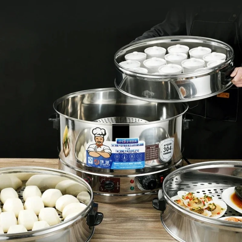 

Многофункциональная электрическая пароварка из нержавеющей стали 304, бытовая трехслойная автоматическая электрическая пароварка большой емкости, коммерческая