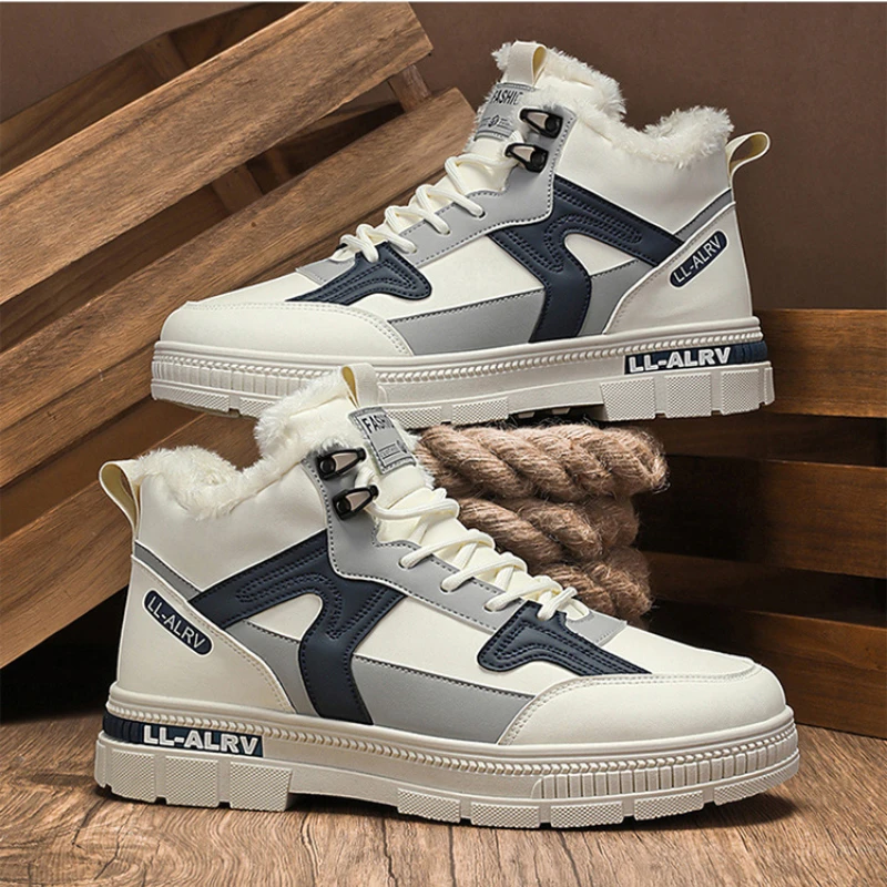 

Мужская зимняя теплая хлопковая обувь, новинка 2025, классическая модная ретро-плюшевая удобная нескользящая зимняя обувь, спортивная повседневная обувь на открытом воздухе