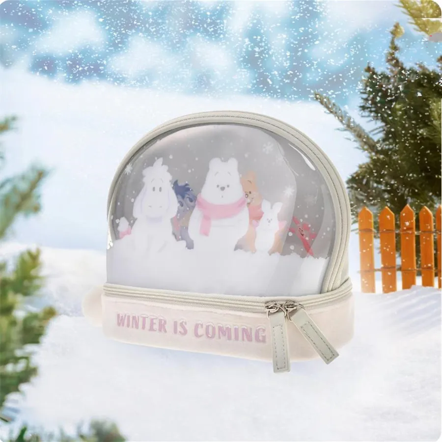 

Disney Official Winter Sweetheart Series Little Bear Winnie Make-up Bag Transparent Storage Bag 3D Card Case
