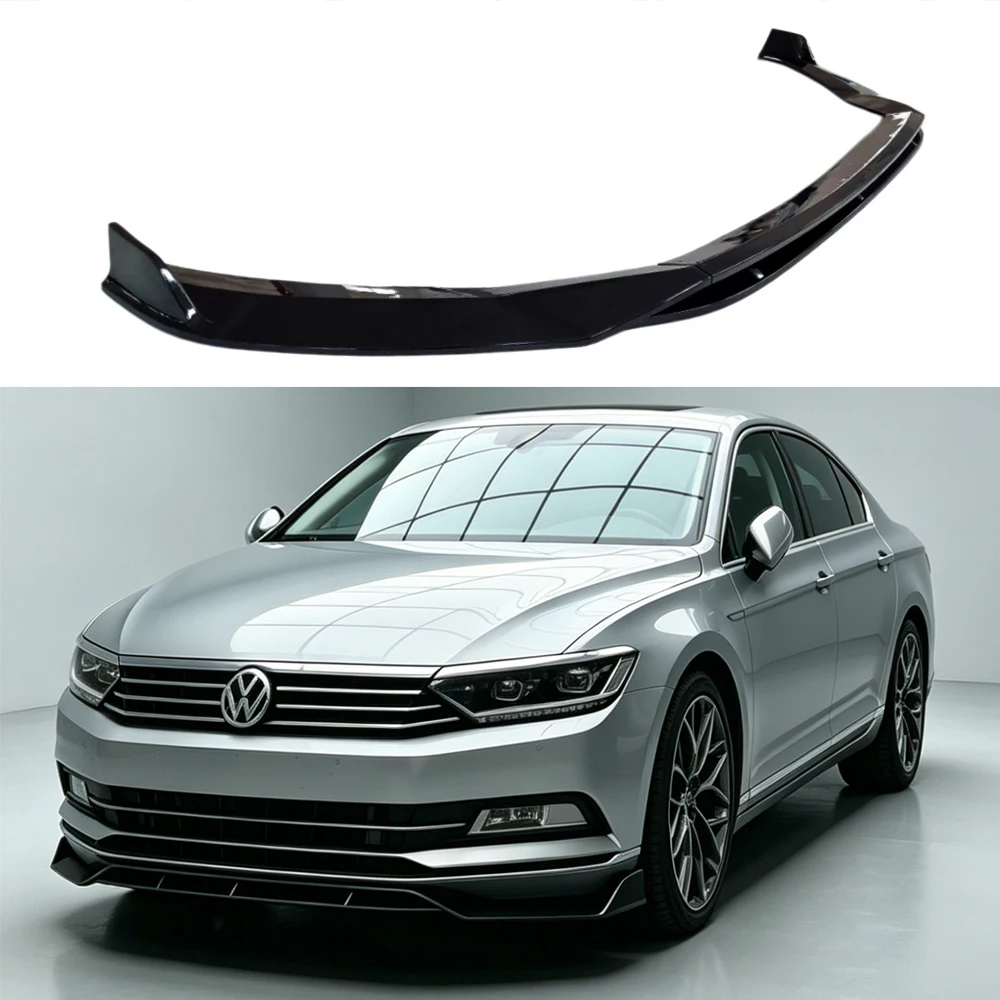 For Volkswagen Passat B8 2017 2018 2019 Front Bumper Spoiler Lip Lower Body Kit Diffuser Splitter Tuning Guard ABS Glossy black